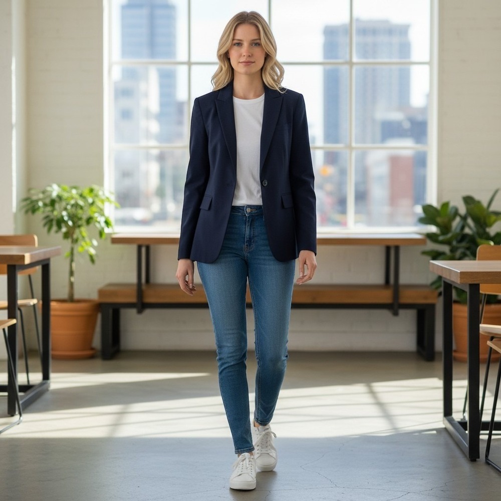 The Limited Collection Womens Navy Blue Two Button Blazer Jacket Size 4 RN54874